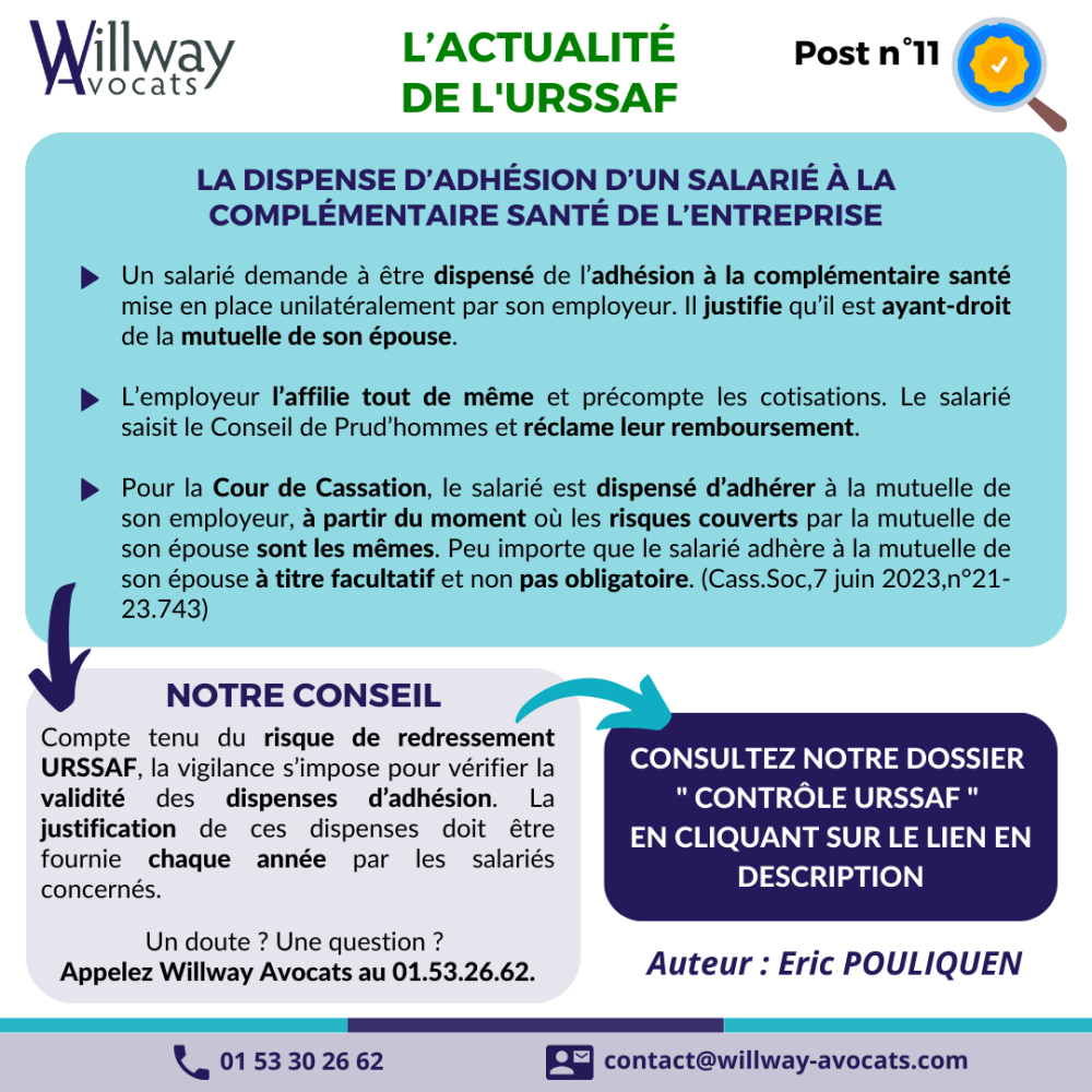 La dispense d’adhésion d’un salarié à la complémentaire santé de l’entreprise