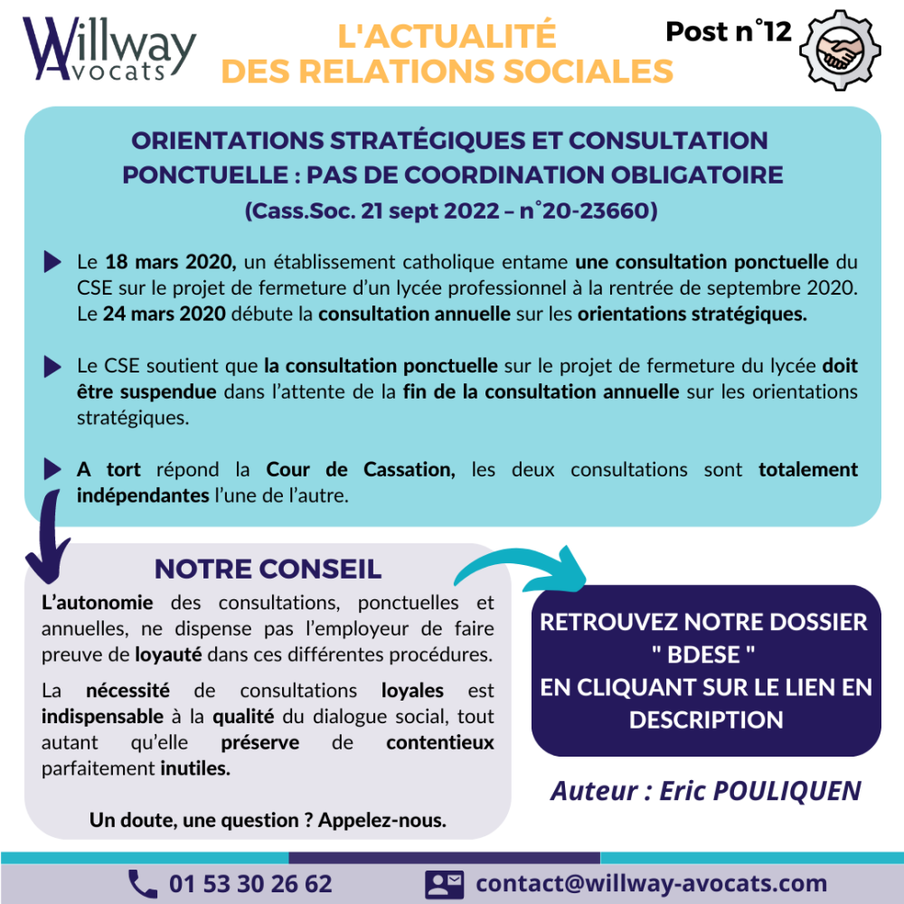 Orientations stratégiques et consultation ponctuelle : pas de coordination obligatoire