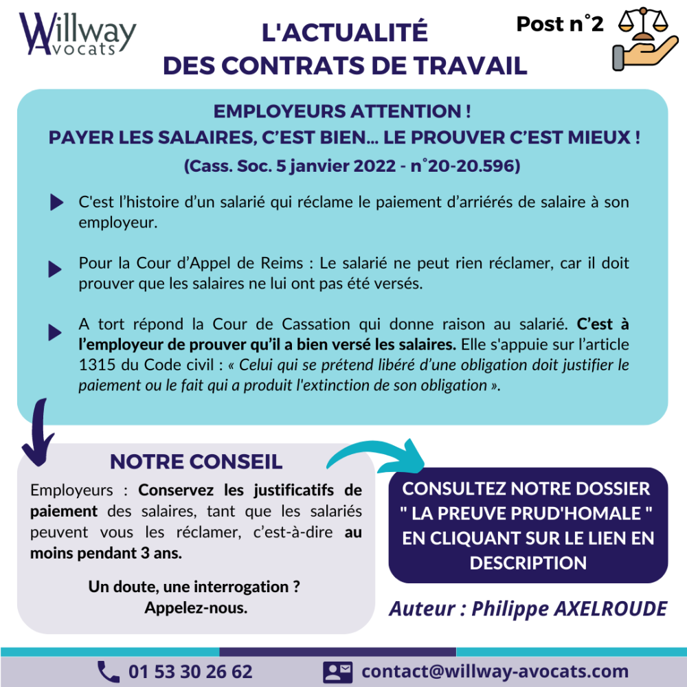 Employeurs attention ! Payer les salaires, c’est bien… le prouver c’est mieux !