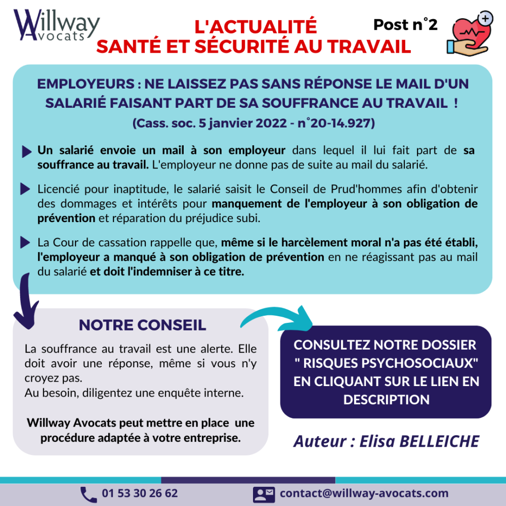 Employeurs : Ne laissez pas sans réponse le mail d'un salarie faisant part de sa souffrance au travail !