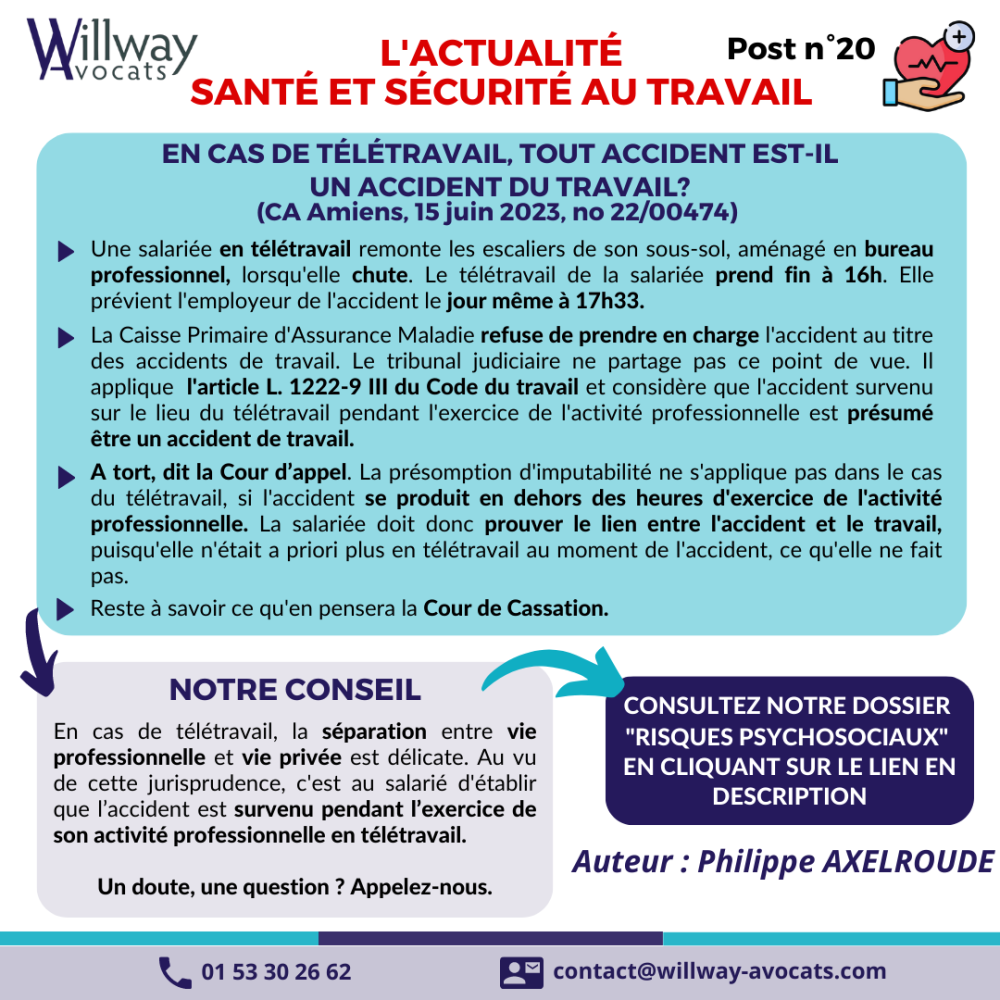 En cas de télétravail, tout accident est-il un accident du travail?