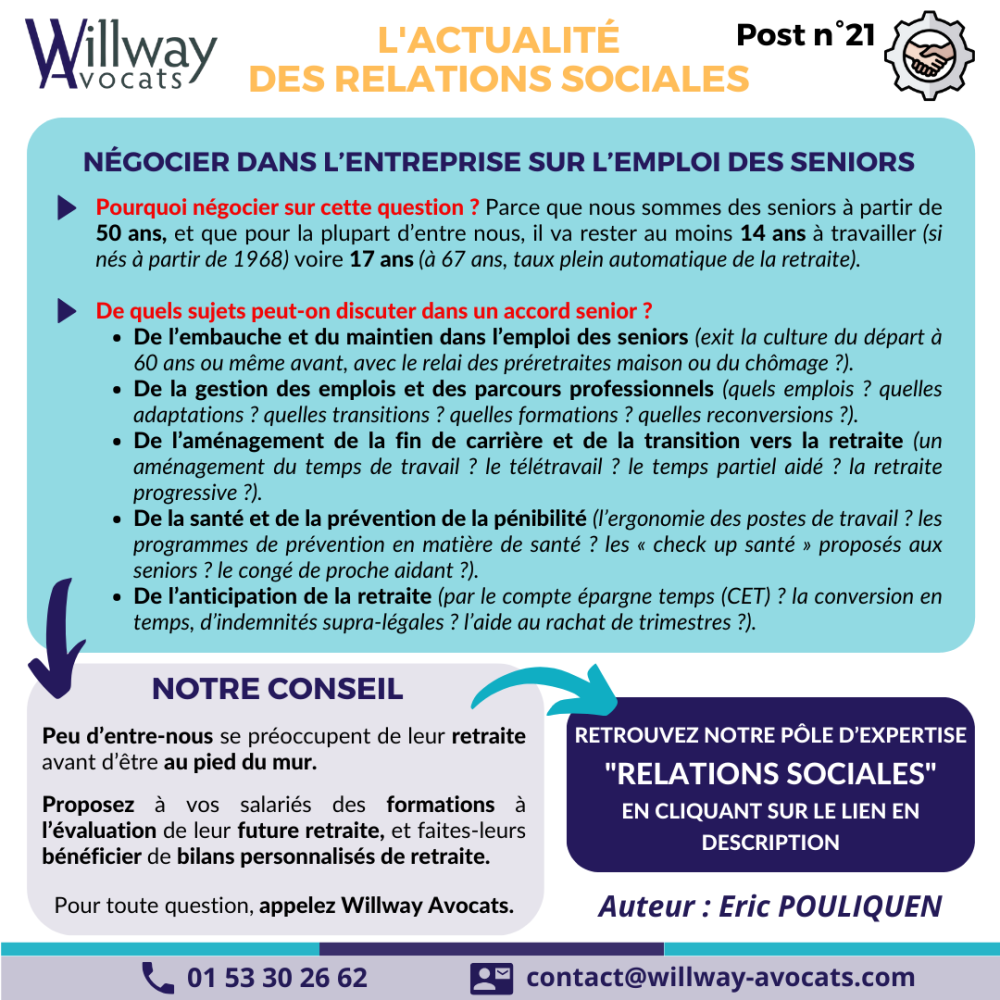 Négocier dans l’entreprise sur l’emploi des séniors