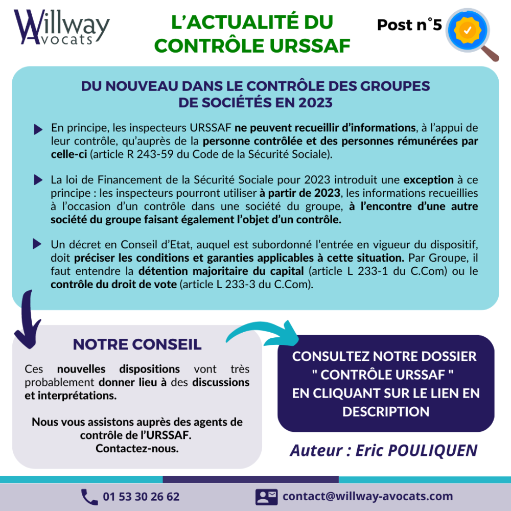 Du nouveau dans le contrôle des groupes de sociétés en 2023.