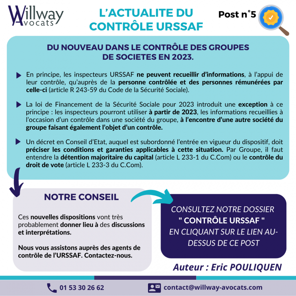 Du nouveau dans le contrôle des groupes de sociétés en 2023.
