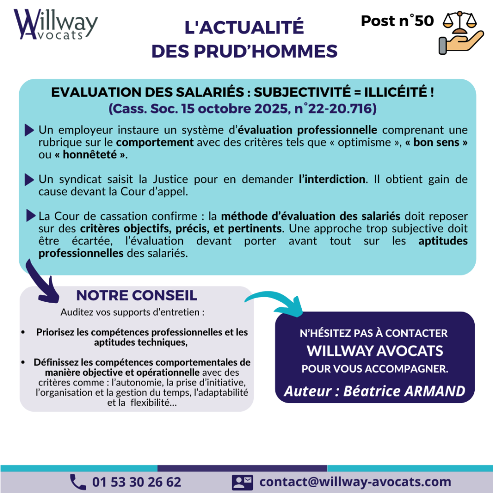 Evaluation des salariés : subjectivité = illicéité