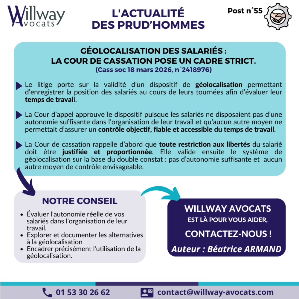 Géolocalisation des salariés : la Cour de Cassation pose un cadre strict. 