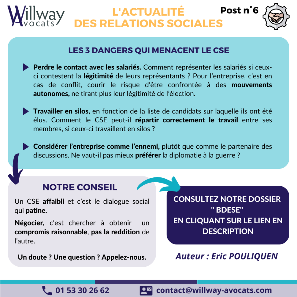 Les 3 dangers qui menancent le CSE. 