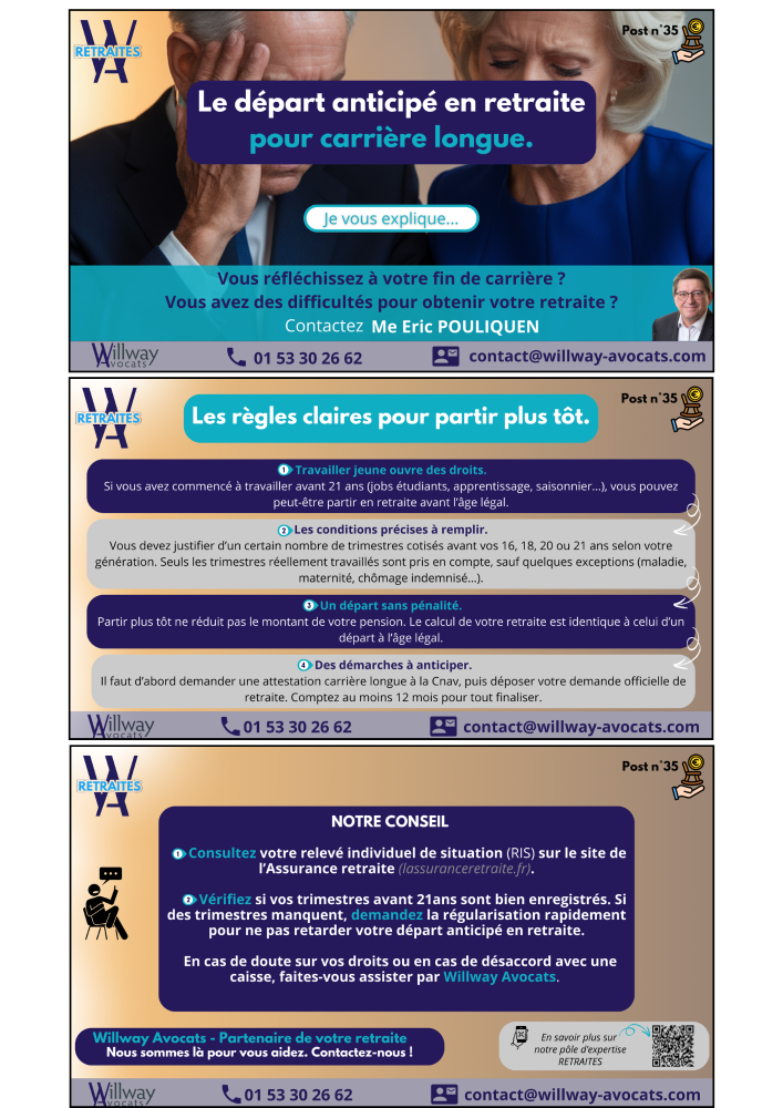 Le départ anticipé en retraite pour carrière longue.